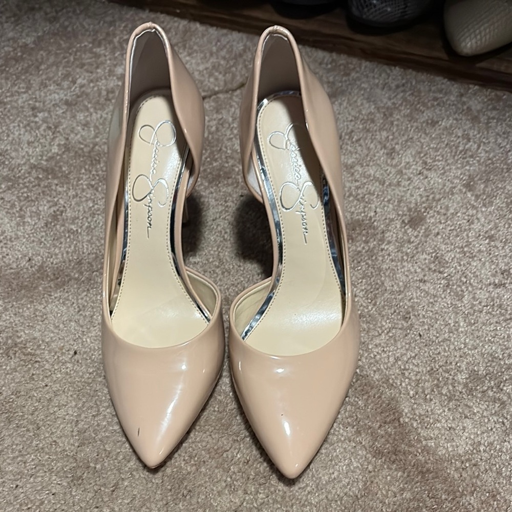 Jessica Simpson Cream Stiletto Heels with Pointed Toe